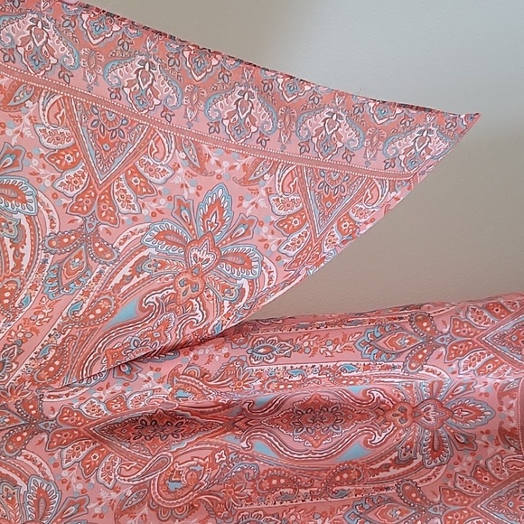 Belle by Kim Gravel Pink Orange Paisley Bell Sleeve Blouse and Tank Set Size 1X - Picture 3 of 9